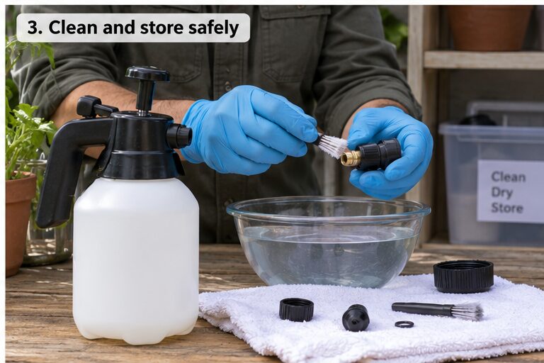 Inspect and clean removable handheld sprayer components