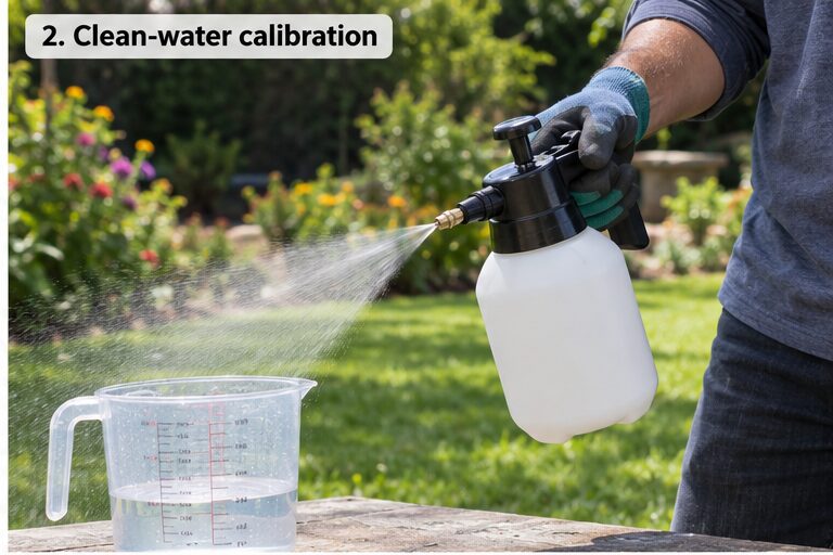 Use clean water to check handheld sprayer