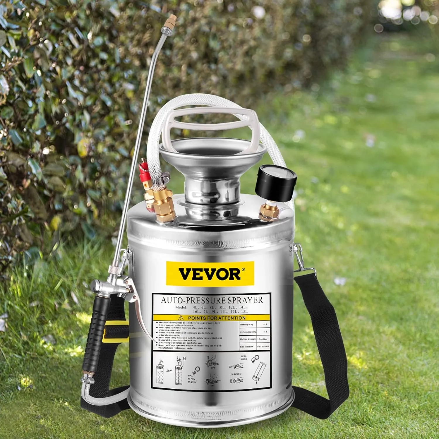 Happybuy Stainless Steel High Pressure Pump Sprayer